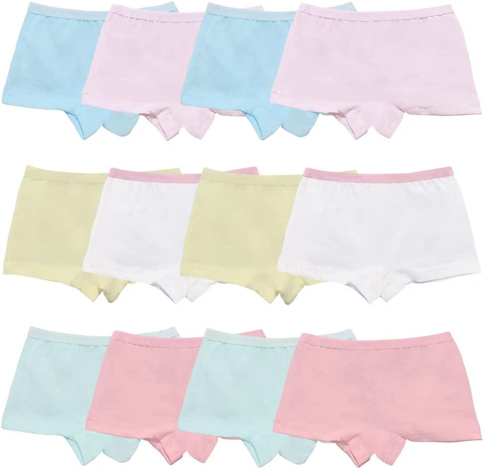 Anktry Kids 12 Pack Soft Comfort Cotton Knickers Underwear Little Girls Assorted Boyshort Panties 2-12 Yrs (Assorted-2,12-`14 Years)