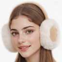 Winter Ear Warmers for Women Warm Outdoor Foldable Earmuffs Cute Faux Fur Ear Muffs for Girls Pack of 2