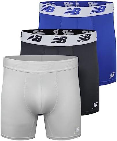 New Balance Men's No Fly Trunks Underwear, Jacquard Waistband, Breathable Lightweight, Moisture Wicking (3 Pack), M