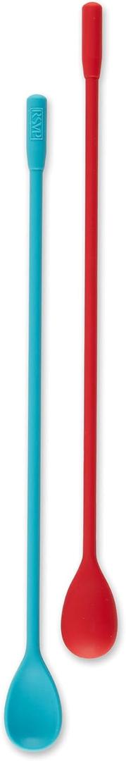 RSVP International Silicone Stir Spoons, 10 inch, Multi-Color | BPA-Free | Prefect for Stirring Drinks & Getting to the Bottom of Jars | Dishwasher Safe