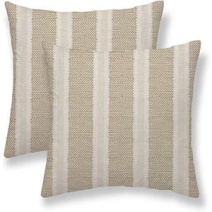 Tan Khaki Polka Dot Pillow Covers 16 x 16 Inch Set of 2 Boho Striped Decorative Outdoor Throw Pillow Covers Linen Modern Geometry Cushion Cases for Home Sofa Couch Living Room Decor