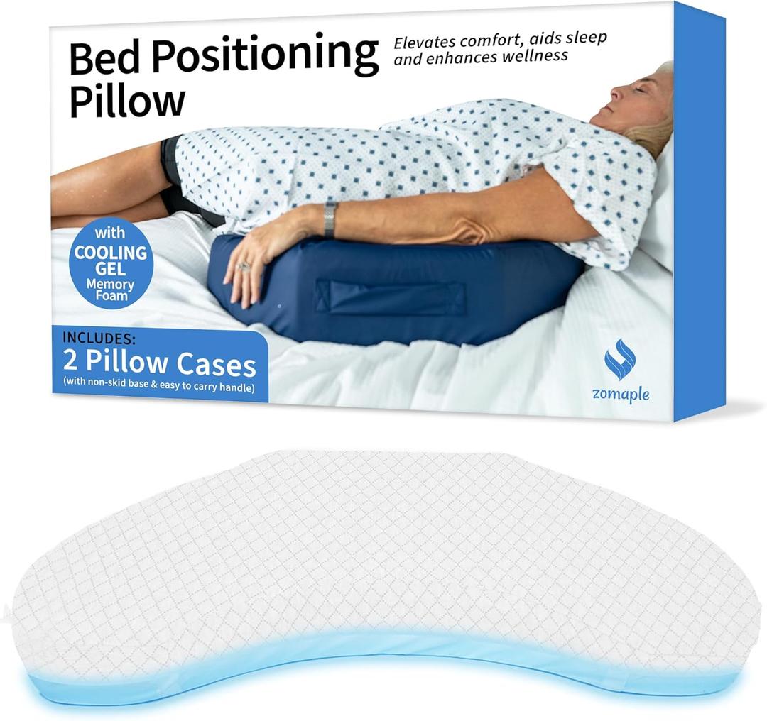 Bedsore Positioning Wedge Pillow - Bed Sore Prevention & Pressure Relief, Heat Regulating Bed Sores Cushion for Butt Lifting and Easy Positioning - 2 Non-Skid Removable Covers, Best Recovery Products