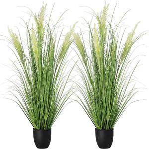 4ft/47in 2-Pack Artificial Plants Outdoor Indoor,Fake Onion Grass In Pot