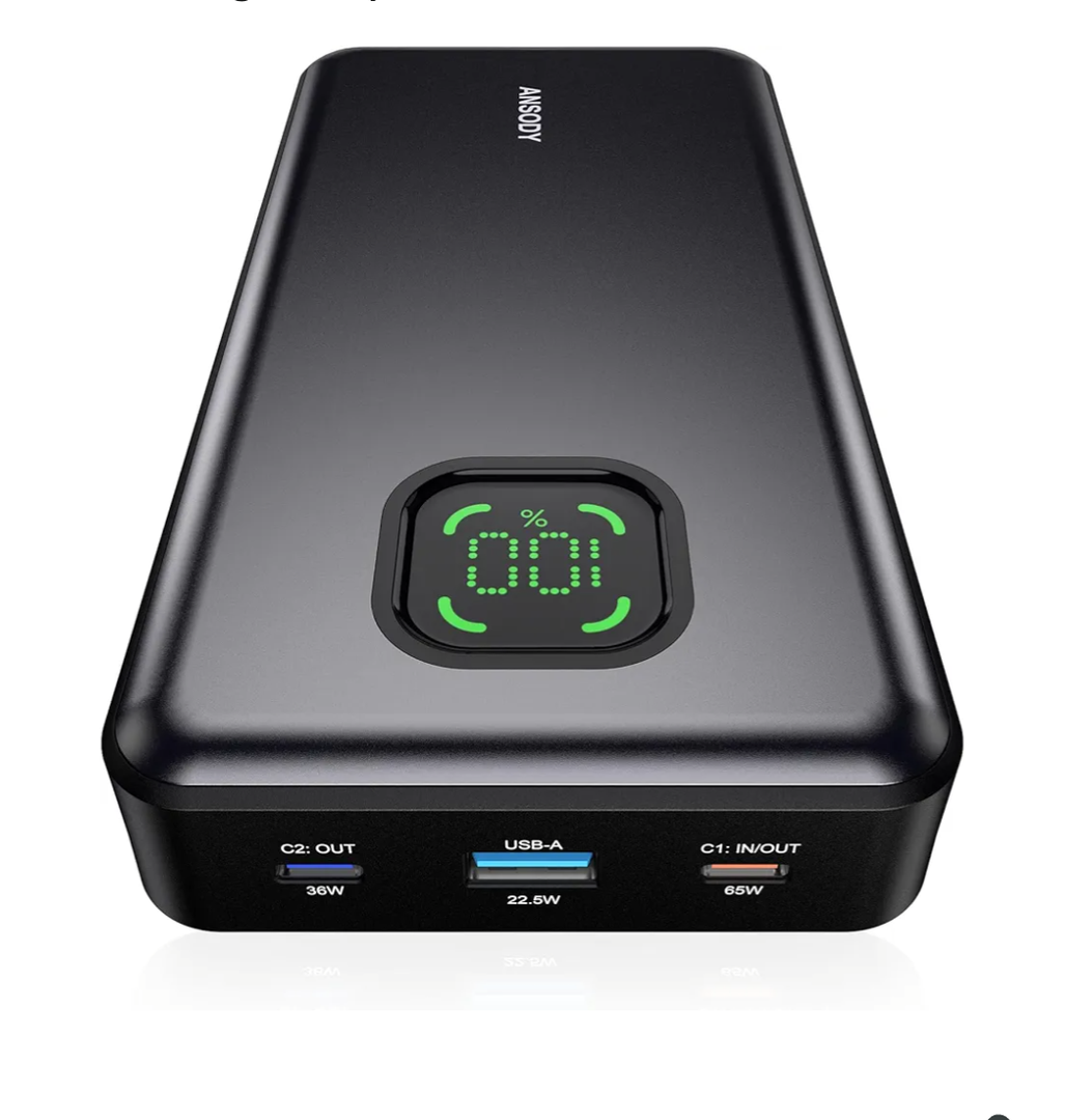 65W Power Bank, 25000mAh Travel Essential USB C Laptop Portable Charger, 100W Total Fast Charging Battery Pack for MacBook Dell XPS iPad Tablet Steam Deck iPhone 17-12 Series Samsung Switch and More