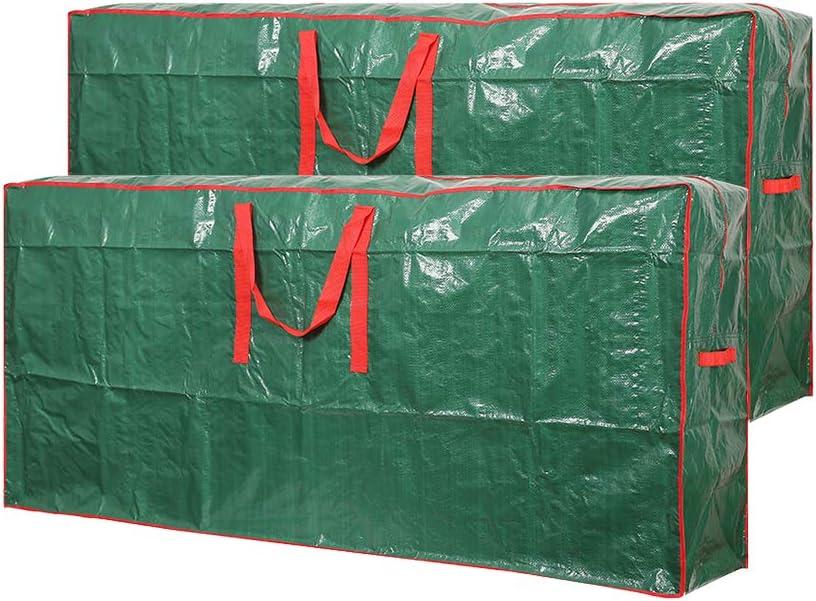 Sattiyrch Christmas Tree Storage Bag- 2 pack - Fits Up to 9 ft Xmas Disassembled Trees with Durable Reinforced Handles & Dual Zipper -Waterproof Material Protects from Dust,Moisture(Green, 9ft)