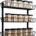 SWOMMOLY Adjustable Wall Mount Spice Rack, 3-Tier Dual-use (Multi-use) Organizer, Black