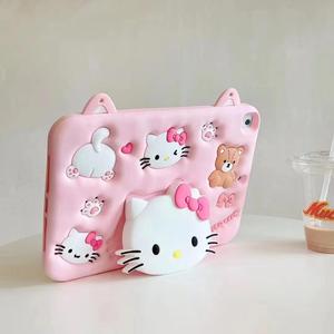 Cartoon Case for iPad Pro 11/10.9" /iPad Air 4MONEHOYSY Cute Soft Silicone Kickstand [Drop Proof,Shock Proof,Anti Slip] Back Stand Cover Case for Kids Children Teens Girls Boys (Kitty)