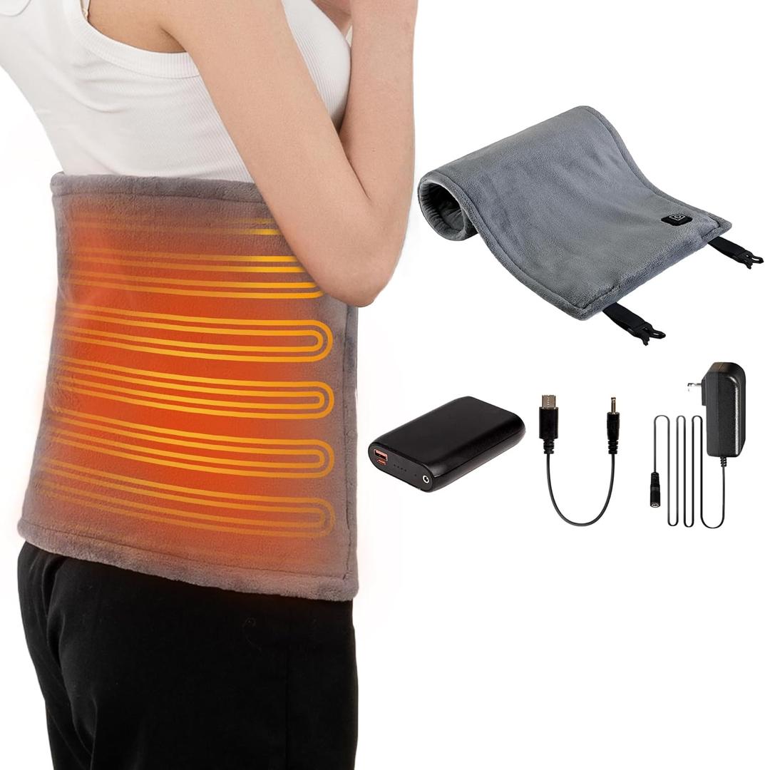 Heating Pad for Pain & Cramps Relief, Gifts for Mom,12"x24" Cordless Electric Heat Pad with Adjustable Straps, 15000mAh Battery Powered, 3 Heat Levels, Auto Shut Off, for Back, Shoulder, Leg