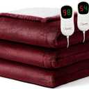 Homemate Electric Heated Blanket King Size - 100"x90" Heating Blanket King Size Dual Control 1/2/4/6/8 Hours Auto-Off 10 Heat Level Over-Heat Protection Flannel Sherpa ETL Certification (03 - Ruby Red)