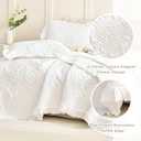 Masaca White Ruffled Oversized King Bedspread 128"x120",Stone-Washed Microfiber Shabby Farmhouse King Quilt Bedding Set Oversized,3Pcs Lightweight Crinkled Extra Large Boho Bedspread & Coverlet Sets