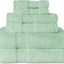 Gogreen 100% Cotton Super Soft Towels Pack of 6, Contains 2 Bath 27"x55", 2 Hand Towels 14"x30" & 2 Washcloths 14"x14", Lightweight and Highly Absorbent Quick Drying(Spa Blue)