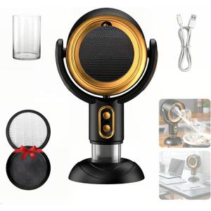 PuffHide 2026 UpgradeSmoke Away Purifier Fan, Black & Gold Portable USB Rechargeable Tabletop Smoke Extractor, Adjustable Angle Filter for Indoor Smoking, Cooking, Office & Kitchen