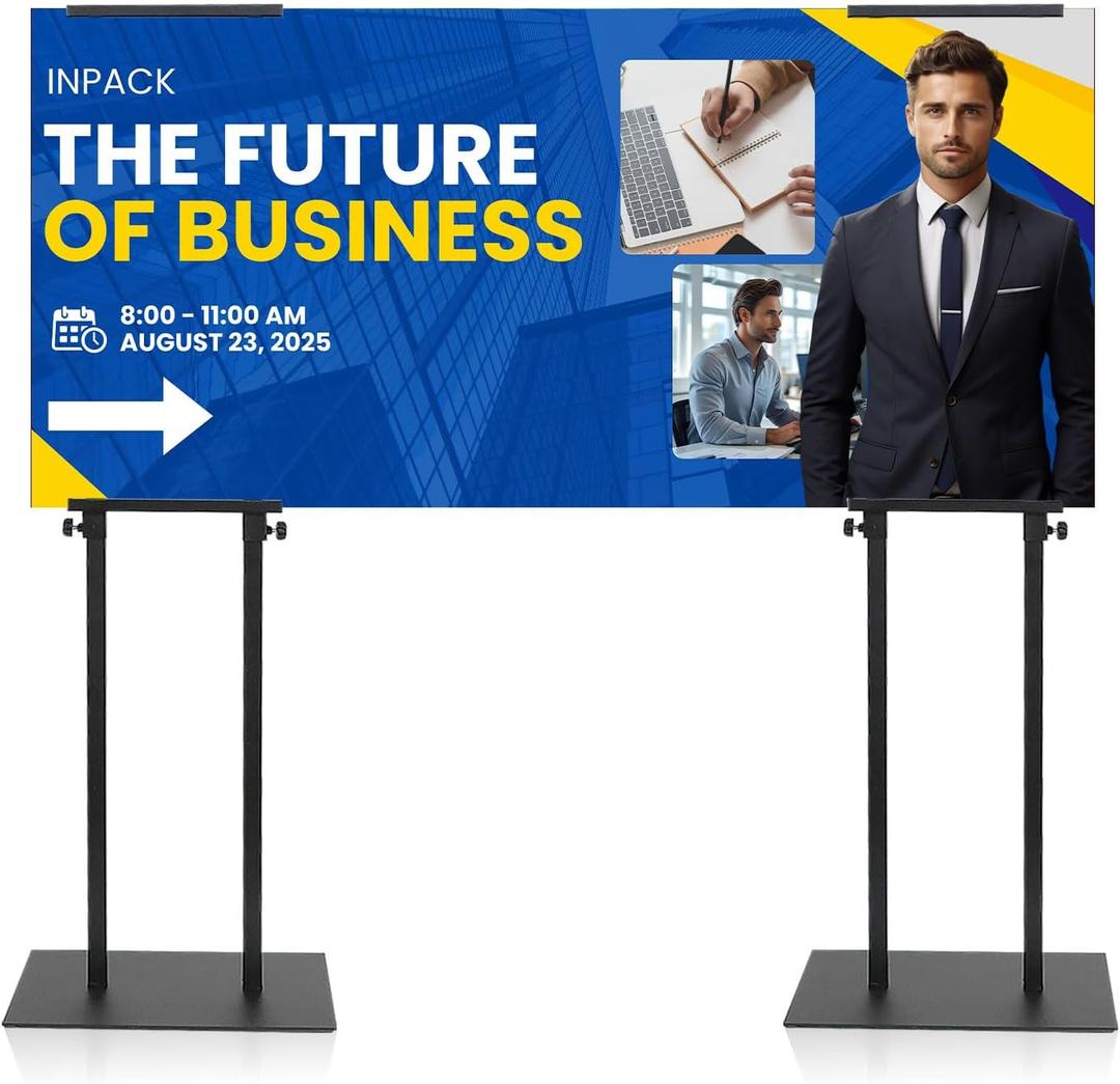 Inpack Poster Stand for Display, Heavy Duty Floor Standing Sign Holder with Non-Slip Base, Adjustable Poster Board Stand Height Up to 80 inch, Double-Sided for Board & Foam Sign (79 Inch-2 Pack)