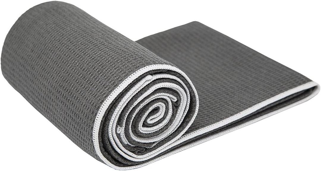 Shandali Hot Yoga Towel - Mat-Sized, Microfiber, Super Absorbent, Anti-Slip, Injury Free, 24" x 72" - Best Bikram Yoga Towel - Exercise, Fitness, Pilates Gear (Gray)