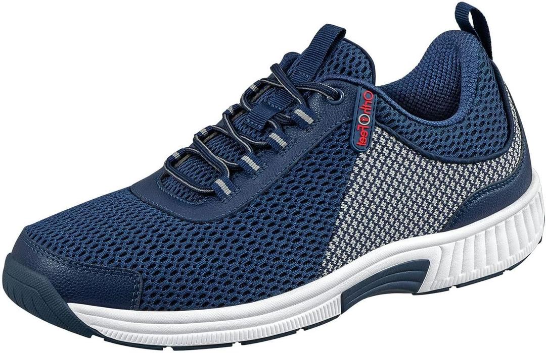 Orthofeet Men's Orthopedic Knit Edgewater Sneakers (11, Blue)