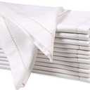 Ramanta Home Hemstitched Dinner Napkins Set of 9 - White, 18x18 Inches - Premium Textured Cotton Soft Cloth Napkins - Durable and Reusable for Weddings or Everyday Use