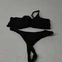 Palmipeta Sexy Brazilian Thong High Cut Bikini Sets for Women One Shoulder Cutout Swimsuits 2 Pieces S Black
