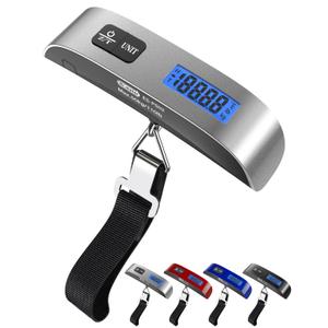 Luggage Scale Dr.meter Travel Essentials Luggage Weight Scale Backlight LCD Display 110lb/50kg Electronic Balance Digital Postal Travel Accessories with Rubber Paint Handle Temperature Sensor Silver
