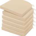 HARBOREST Outdoor Chair Cushions Set of 6, Water Resistant Patio Chair Cushions with Ties, Outdoor Seat Cushions for Patio Furniture, 17"x16"x2", Beige