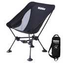 Wildhiker Ultralight Backpacking Chair – Compact Camping Chairs for Adults with Pouch, Weighs 2.8 lbs with Anti-Sinking Large Feet for Beach, Hiking, Motorcycle, Travel, Festival – Black