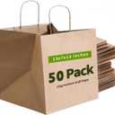 13x7x13 Inch Kraft Paper Large Gift Bags with Handles Bulk-50Pack Recyclable Sturdy Brown Paper Bags for Business, Merchandise, Gifts Bags, Shopping, Retail Stores, Takeout, Birthday Party