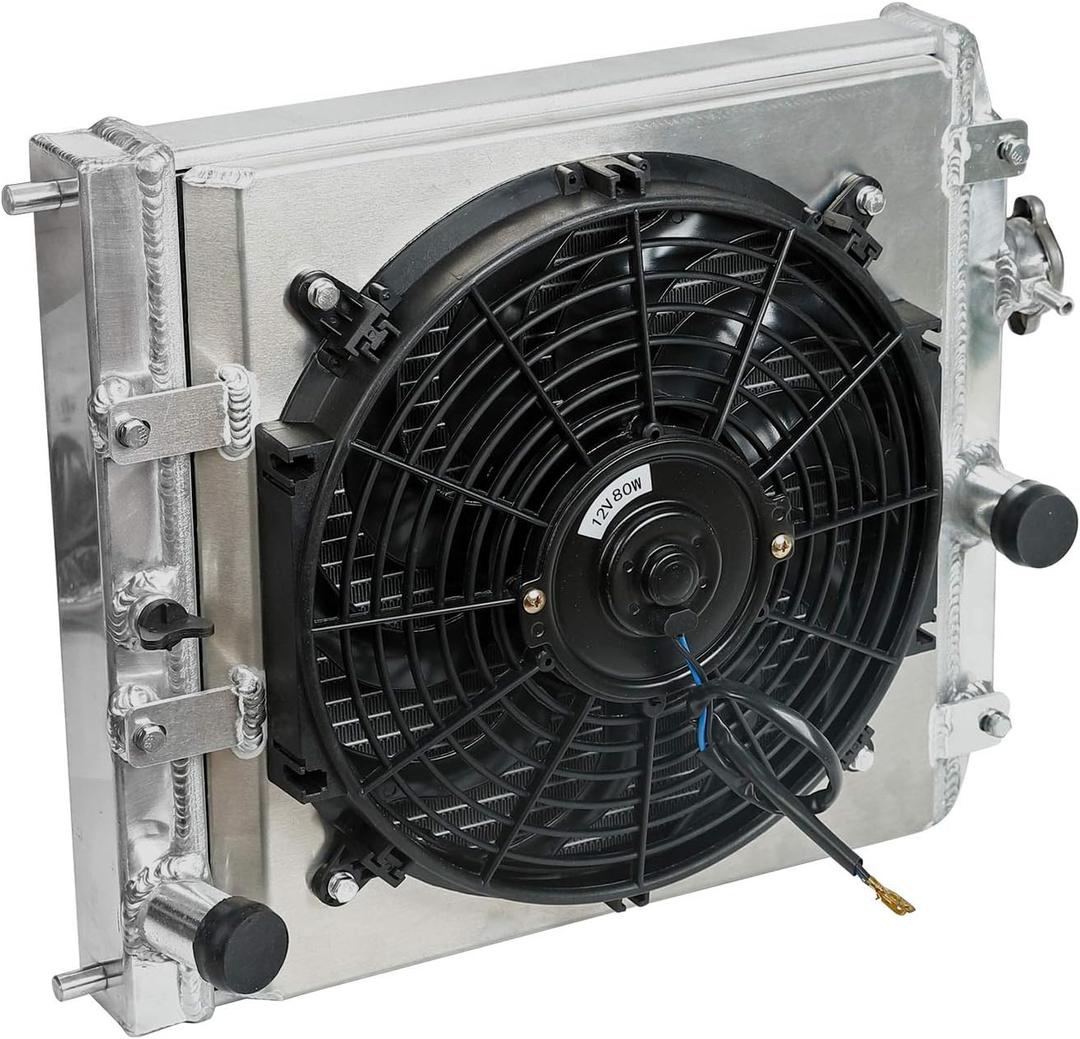 2-Row Full Aluminum Racing Radiator w/ 12V Fan Shroud Replacement for 1992-2000 Honda Civic EH EJ 1993-1997 Del Sol EG MT 1994-2001 Acura Integra DB DC