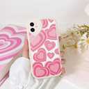 Lovmooful Compatible for iPhone 12 Case Cute Heart with Love Lens Bumper Protector for Girls Women Soft TPU Shockproof Protective Girly for iPhone 12-Pink Heart