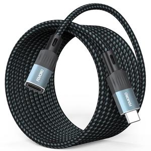 USB C Extension Cable 15Ft Long, 10Gbps Data Transfer/60W Charging/4K@60Hz USBC 3.2 Male to USB-C Female Cable Extender Type C Cord for iPhone 15 16 17, Galaxy S25/24, PC, Laptop, SSD and More