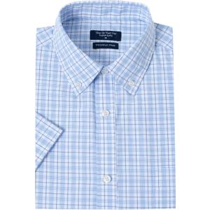 Year In Year Out Wrinkle Free Dress Shirts for Men Regular Fit Short Sleeve Button Down Shirts Business Casual Shirts (Blue)