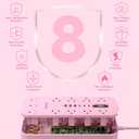 Pink Extension Cord with Multiple Outlets- 5 FT Kawaii Power Strip, Cute Extension Cord with 11 AC Outlet 6 USB (24W/4.8A), Charging Station for Cute Pink Kawaii Desk Home Room Decor Essentials Gifts