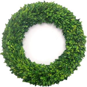 17 Inches Boxwood Wreath Preserved Green Leaves Wreath for Front Door Wall Window Hanging Wedding Party Decoration