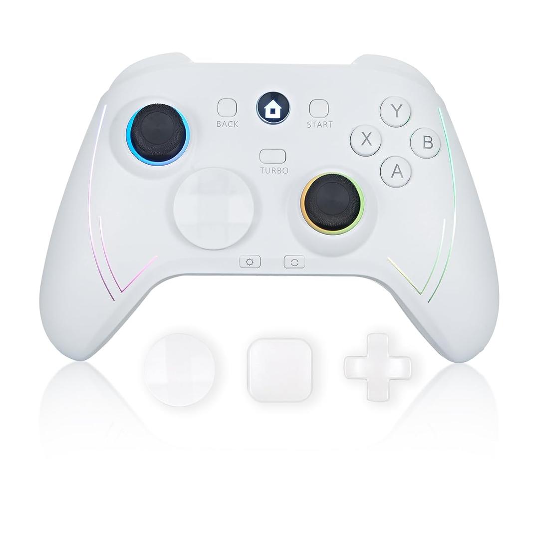 ROTOMOON HD151-S Wireless Game Controller with 7 Colors LED Lighting Compatible with Xbox One S/X, Xbox Series S/X, with 2.4G Wireless Adapter, 3.5mm Audio Jack Gaming Gamepad, Turbo/Programmable