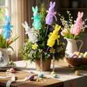 Kathfly 6 Pcs Large Easter Flocked Bunny Decoration 12 Inch Easter Pastel Flocked Bunny Tree Picks Flocking Rabbit Floral Picks Rabbit Ornament for Tree Topper Farmhouse Party Decor Home