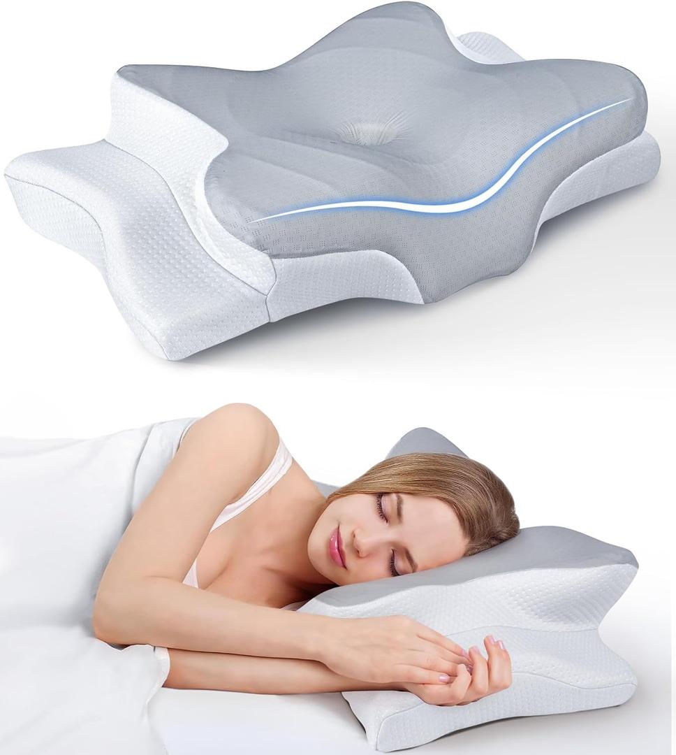 Ultra Pain Relief Cooling Pillow for Neck Support, Adjustable Cervical Pillow Cozy Sleeping, Odorless Ergonomic Contour Memory Foam Pillows, Orthopedic Bed Pillow for Side Back Stomach Sleeper (Queen, Dark Grey)