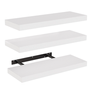 AMADA HOMEFURNISHING Floating Shelves, Wall Shelves for Bathroom/Living Room/Bedroom/Kitchen Decor, White Shelves with Invisible Brackets Set of 2 - AMFS08AMADA HOMEFURNISHING, Floating Shelves, Wall Shelves, for Bathroom, for Living Room, for Bedroom