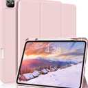 for iPad Pro 13 inch Case (M5/M4) 2025/2024, Slim Protective Cover with Pencil Holder, Soft TPU Back Cover, Trifold Stand, Auto Wake/Sleep, A2925 A2926 A3007 A3362 A3359 (Pink)