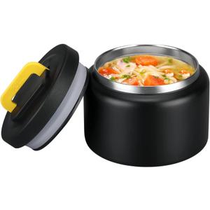 MAISON HUIS 8oz Soup Thermo Wide Mouth Vacuum Insulated Thermo Food Jar, Leak Proof Stainless Steel Thermo for Hot&Cold Food Kids Food Lunch Soup Container for School Travel (Black)
