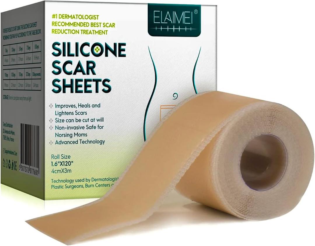 3 x Medical Grade Silicone Scar Sheet, Silicone Scar Tape (1.6x 120"), Scar Removal Strips for Acne Scars C-Section & Keloid Surgery Scars Sheets Treatment Sheets - 6-8 Month Supply, Expiry: 02/08/2025