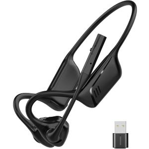 Open Ear Headphones with Mic, Bluetooth 5.1 Headset, USB A&C Dongle, Lightweight Design, ENC Noise Canceling, Mute Button, AptX-LL Wireless Headset for Online Teaching/Meeting/Call Center/Gaming
