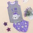 MyFav Big Kids Girls Sleeveless Sleepwears Hearts Shape Striped Pajama Nightgown (Gray)