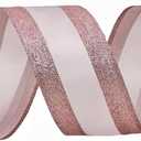 Rose Gold Wired Ribbon Satin with Glitter Edge, 2.5 Inch x 10 Yards Rose Gold Christmas Ribbon for Tree Decoration Garland Wreath Bow Making Gift Wrapping Home Decor