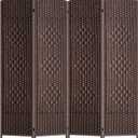 FDW Room Divider Folding Privacy Divider 6 Ft Indoor Wall Divider Portable Partition Wood Screen, Brown (4 Panel)