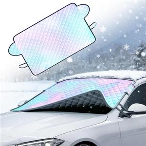 VKQTS 2026 Upgraded 63"x46" Windshield Cover for Ice and Snow, All-Season Windshield Snow Cover for Freeze/Frost/Sun Protection, Car Windshields Covers Fit for Most Trucks/SUVs