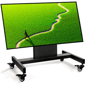 Rolling TV Stand, Mobile TV Cart, Low Profile Floor Confidence Monitor Cart for 32-75 inch Screen, Height Adjustable, 90Adjustable Viewing Angle