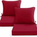 Summsun Outdoor Chair Cushions Set of 2, Waterproof Back Pillow and Seat Cushion Set for Patio Furniture, Outdoor Sofa Replacement Cushions with Removable Cover, 22 x 22 Inch, Red