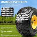 YITAMOTOR 15x6.00-6 Flat Free Lawn Mower Tires & Wheel Assemblies, 4 Ply Pneumatic Front Tires Replacement Fits John Deere, Lawn Tractors, More Riding Mowers | 3" Offset Hub, 3/4" Bearings (2 Pack)