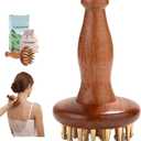 29teeth Copper Head Massage Comb for Body and Scalp Meridian Point Massager Brush for Body and Scalp Relief Body Massage Brush for Cellulite Remover Chinese SPA Gua Sha Tool Wooden Handle ,  (Rosewood Brown)