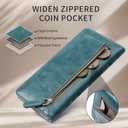 Ultra Slim RFID Wallet Women Thin Clutch Bifold Compact Long Womens Coin Wallet with Hollow Out Mandala PEACOCK BLUE
