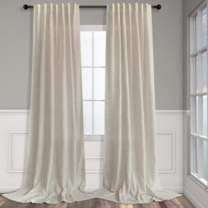 Flax Linen Curtains 96 Inches Long for Bedroom 2 Panels Back Tab Pocket Primitive Burlap Farmhouse Drape Sack Tweed Canvas Cloth Look Semi Sheer Tan Beige Curtains for Living Room Neutral Earth Tone, 52"W x 96"L (Pack of 2), Linen
