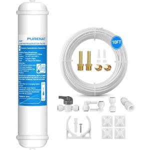 Inline Water Filter for Refrigerator and Ice Maker(1 Pack),1/4" Push Connect Post Carbon Filter Replacement for Reverse Osmosis Water System,Include 1/4" Water Line and Quick Connect Fittings (Inline Water Filter(1 pack ) and 10FT water line)
